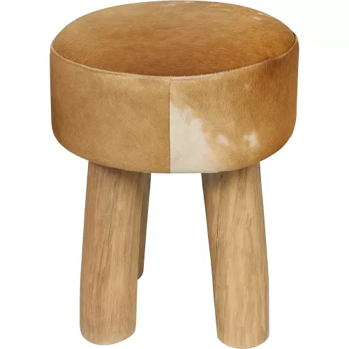 TABOURET ROND EN PEAU DE VACHE
