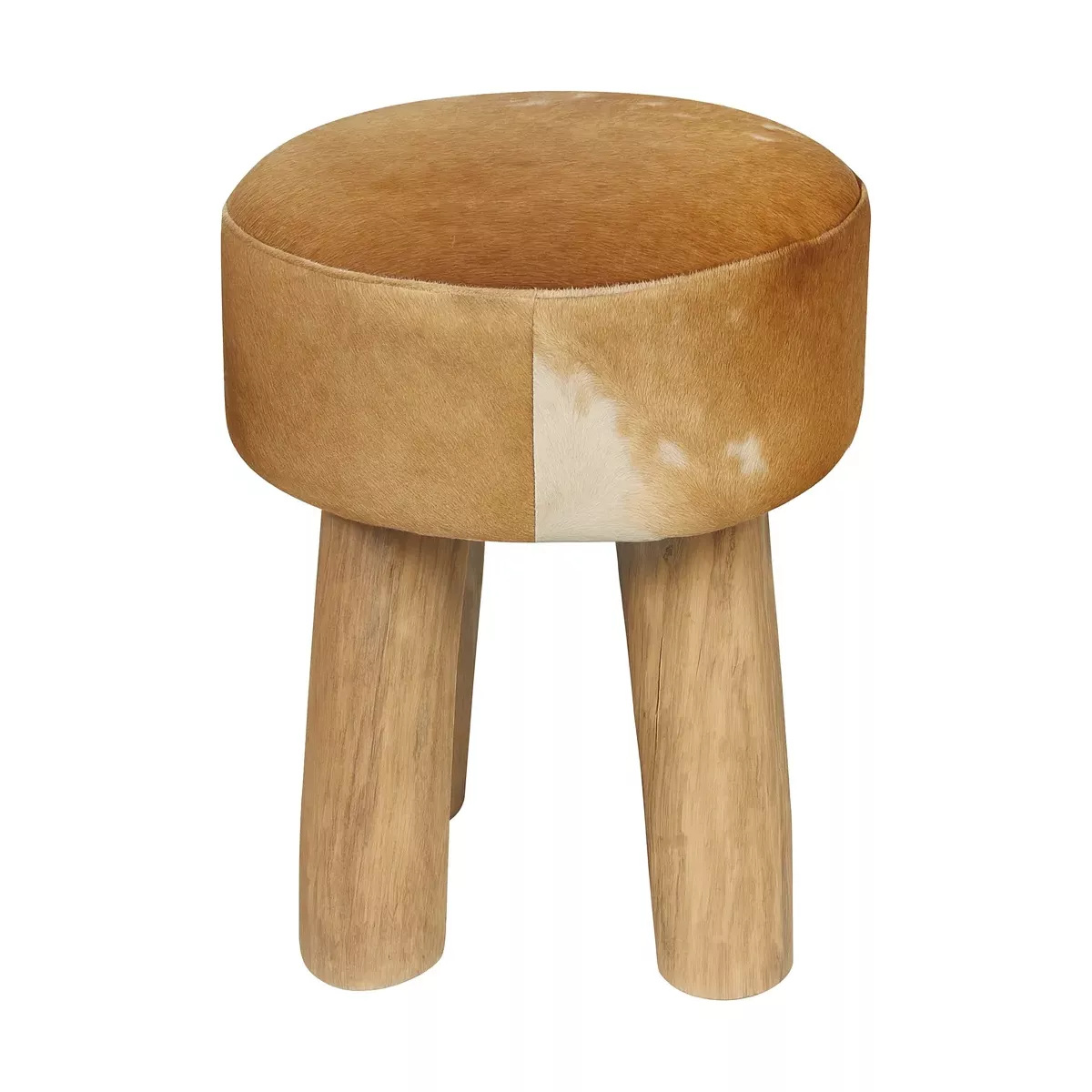 TABOURET ROND EN PEAU DE VACHE