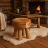 TABOURET ROND EN PEAU DE VACHE