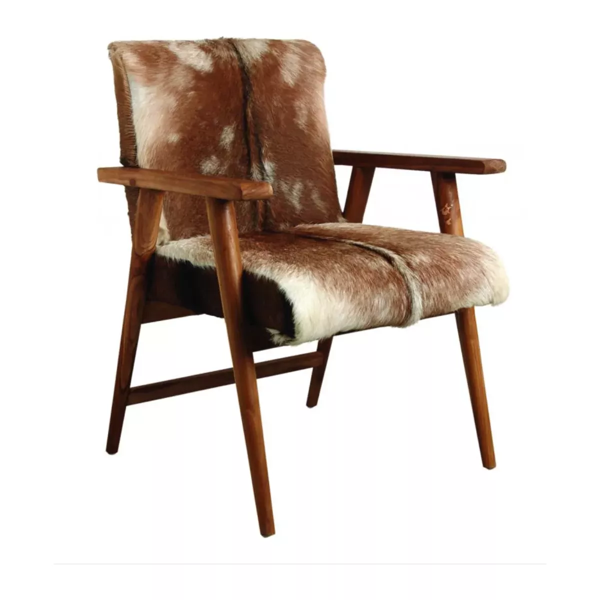 FAUTEUIL TECK ET PEAU DE CHEVRE