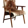 FAUTEUIL TECK ET PEAU DE CHEVRE