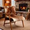 FAUTEUIL TECK ET PEAU DE CHEVRE