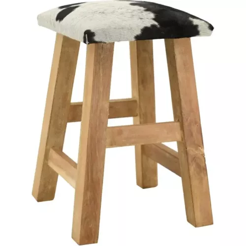 TABOURET CARRÉ EN PEAU DE VACHE