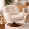 FAUTEUIL BEIGE PIED BOIS