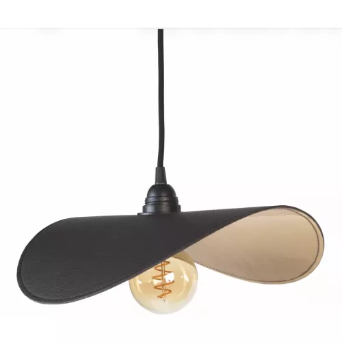 SUSPENSION EN CUIR NOIR D50 CM