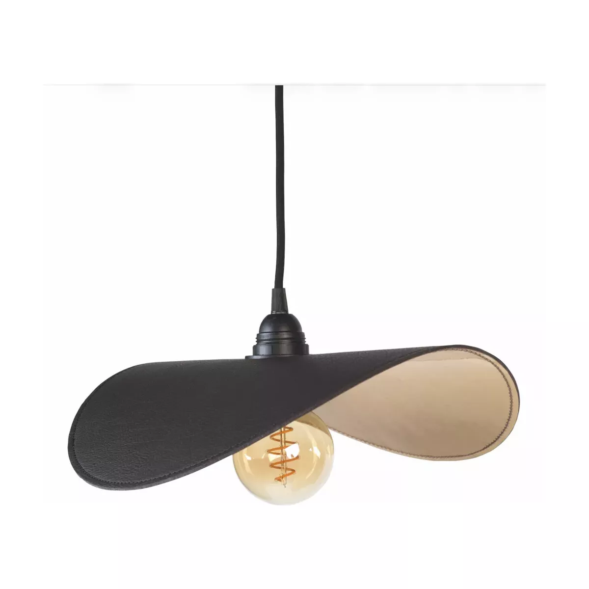 SUSPENSION EN CUIR NOIR D50 CM