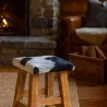 TABOURET CARRÉ PEAU DE VACHE