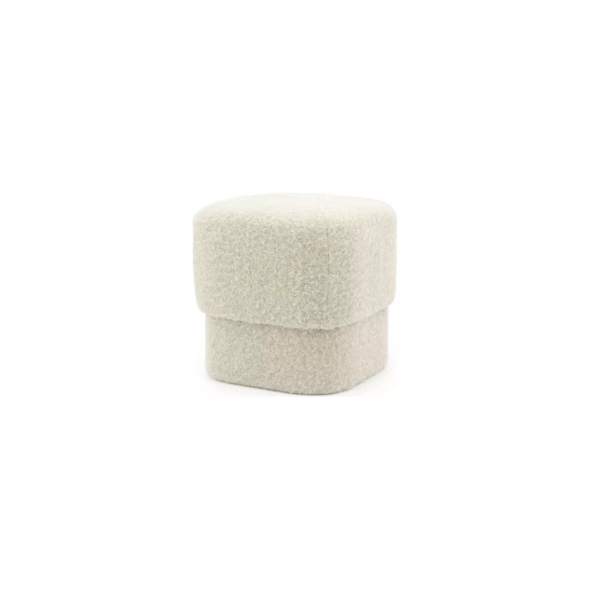 POUF TISSU EFFET LAINE BEIGE