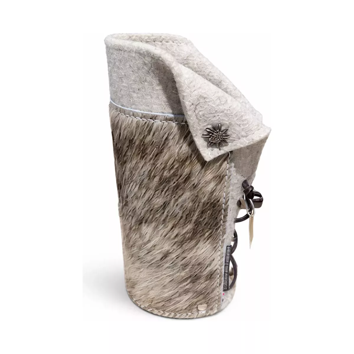 PORTE BOUTEILLE FEUTRE DE LAINE ET PEAU DE VACHE