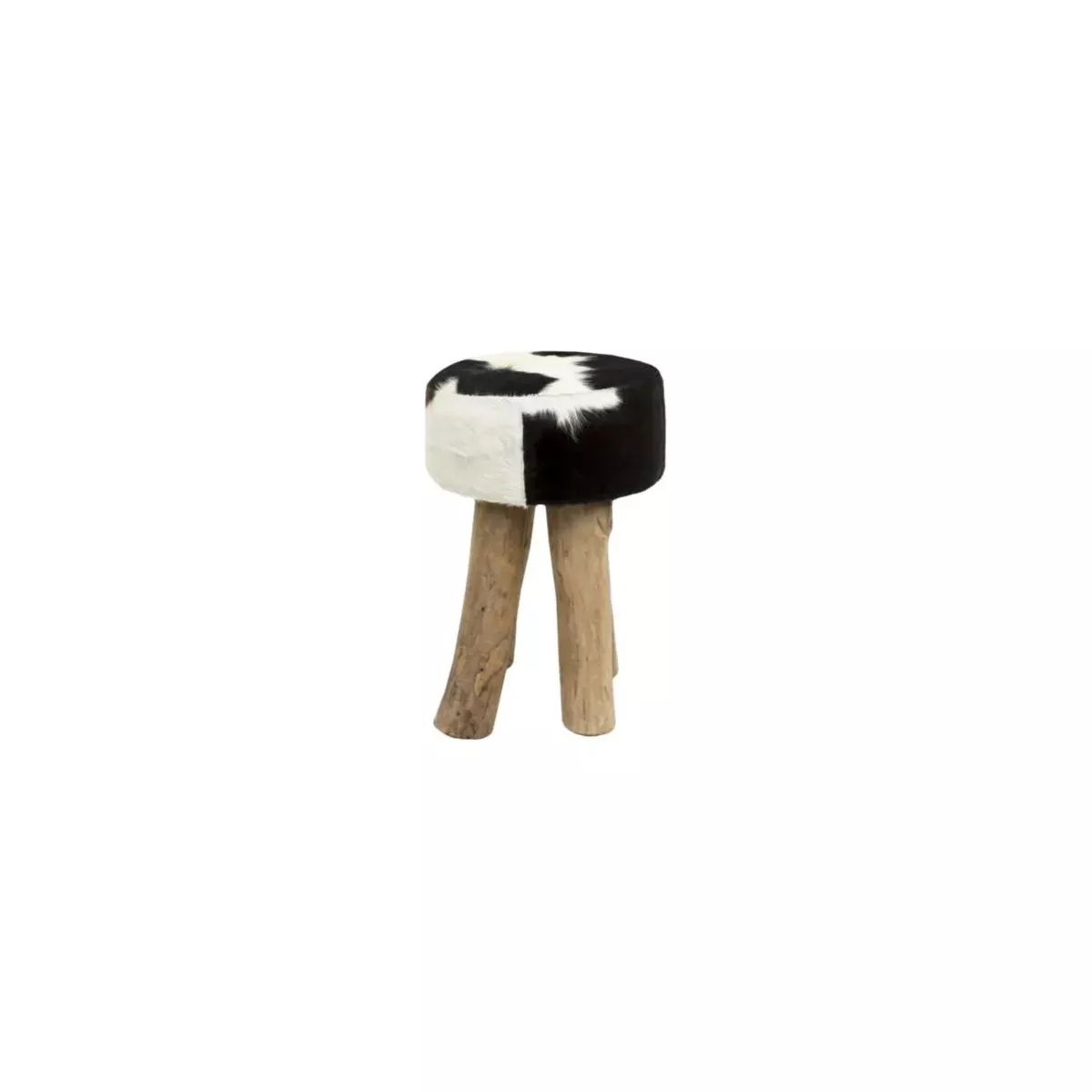 TABOURET ROND VACHE NOIR ET BLANC