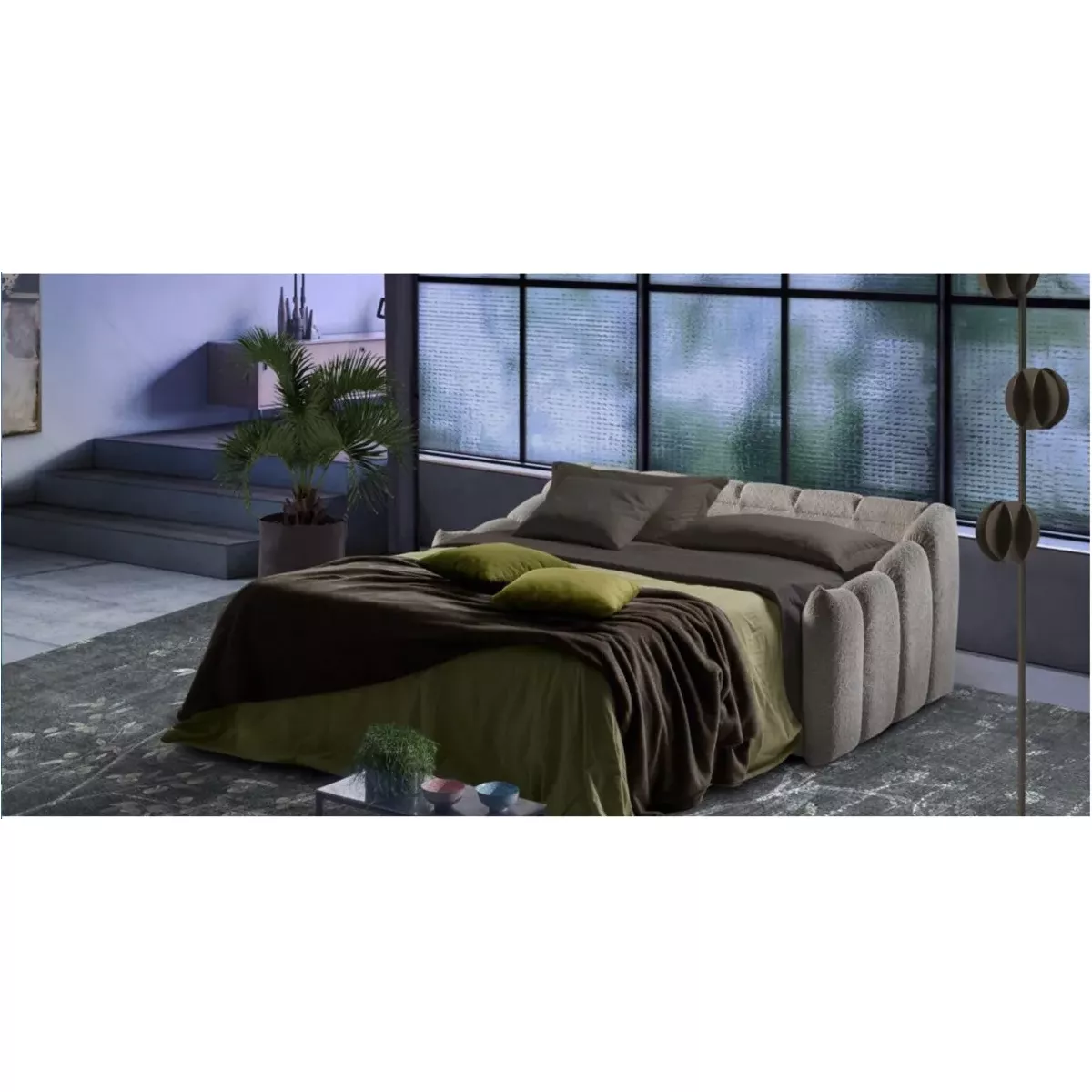 CANAPÉ 3 PLACES CONVERTIBLE BON BON 140X195 CM H17 CM/25 KG DENSITE
