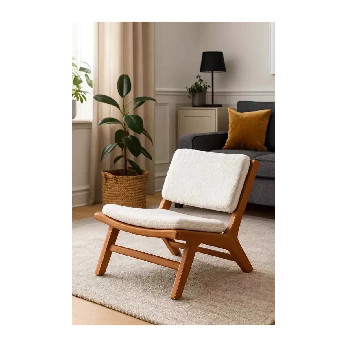 FAUTEUIL BOUCLETTE ET CUIR