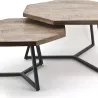 LOT DE 2 TABLES BASSES GIGOGNE EN BOIS DE MANGUIER ET MÉTAL