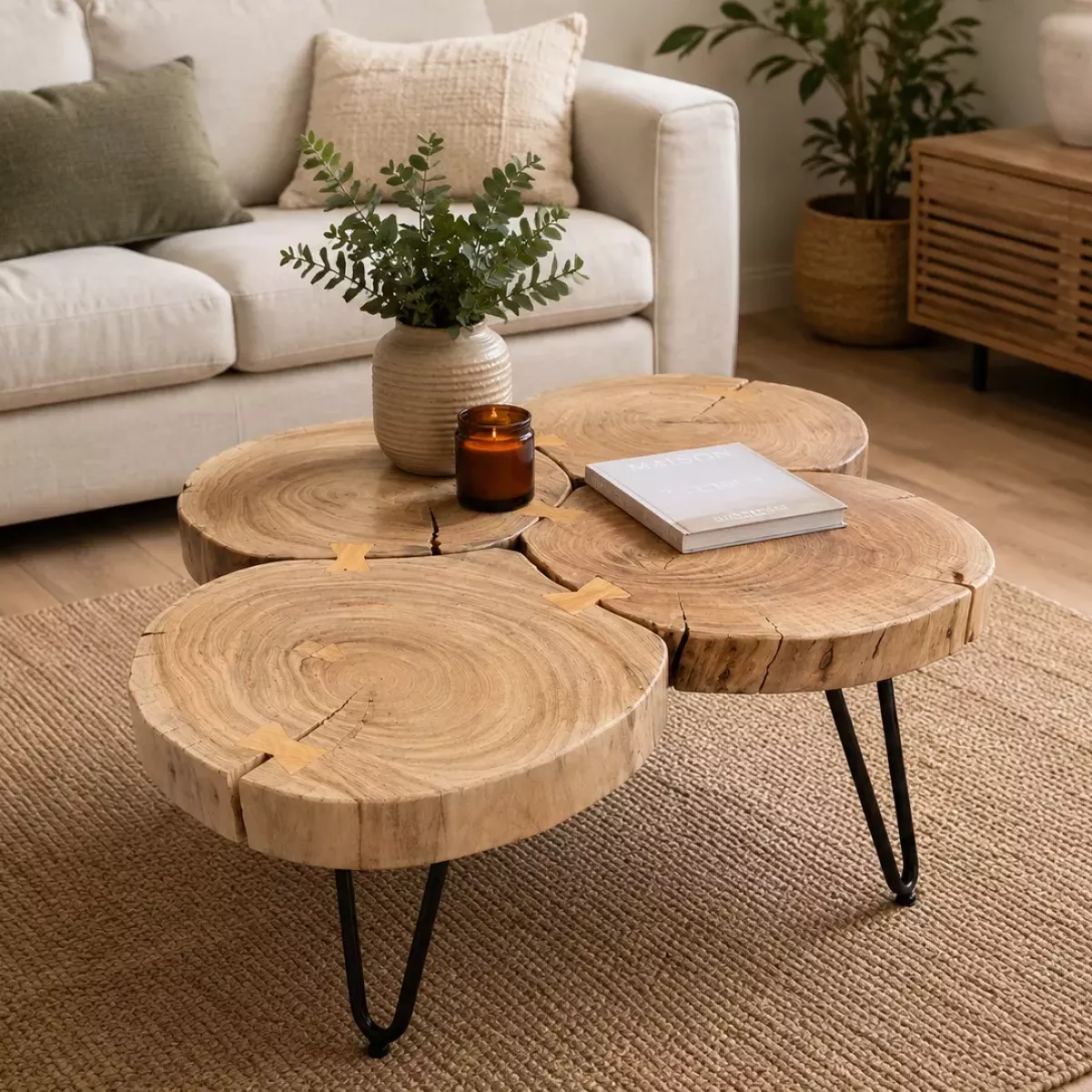 TABLE BASSE 90X60 CM EN BOIS D'ACACIA