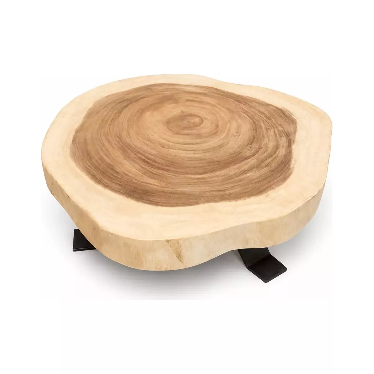 TABLE BASSE TRONC EN BOIS DE SUAR ET PIED EN ACIER GM