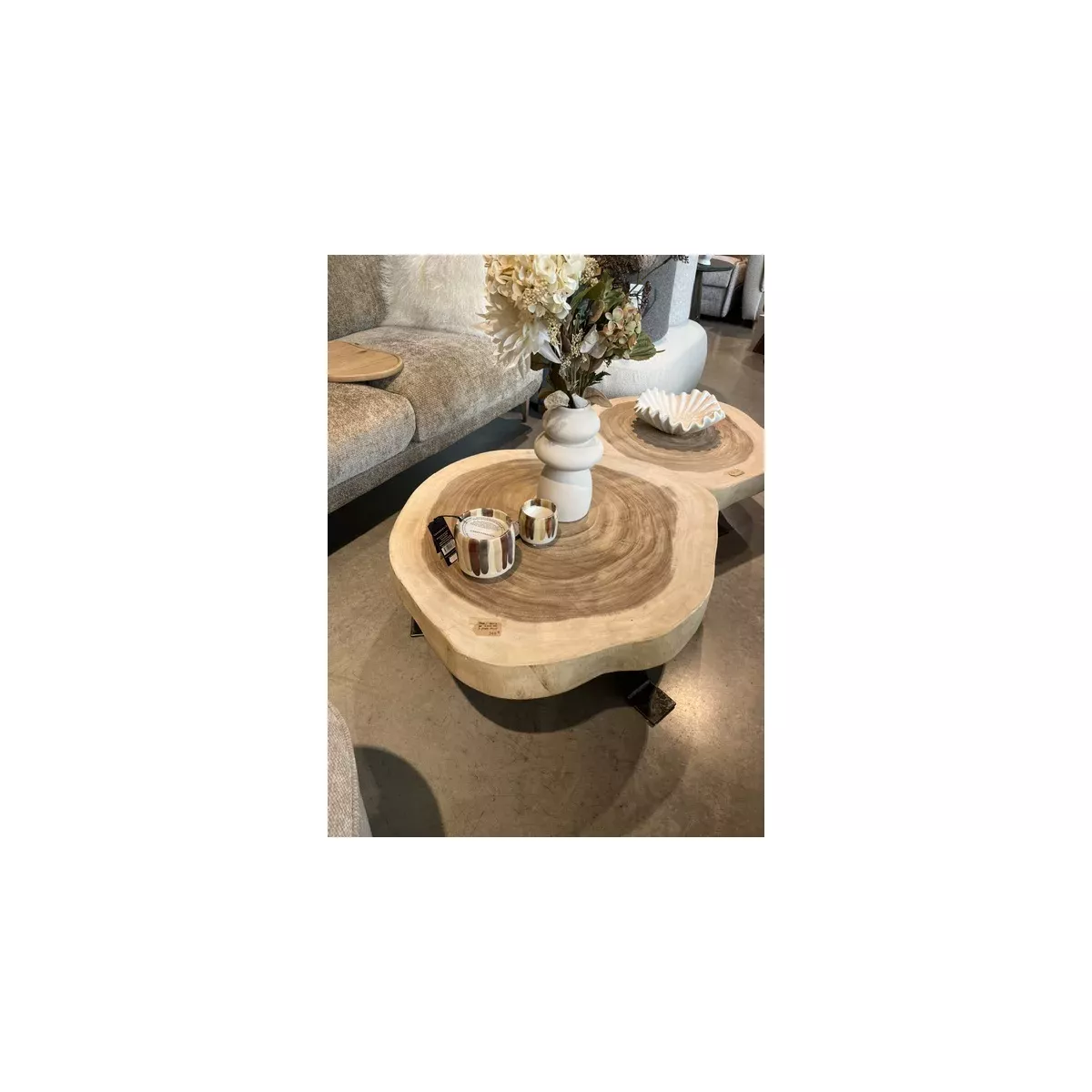 TABLE BASSE TRONC EN BOIS DE SUAR ET PIED EN ACIER GM