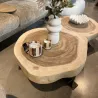 TABLE BASSE TRONC EN BOIS DE SUAR ET PIED EN ACIER GM