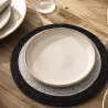 DESSOUS DE PLAT ROND EN FEUTRE DE LAINE ET PEAU DE VACHE