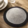 DESSOUS DE PLAT ROND EN FEUTRE DE LAINE ET PEAU DE VACHE