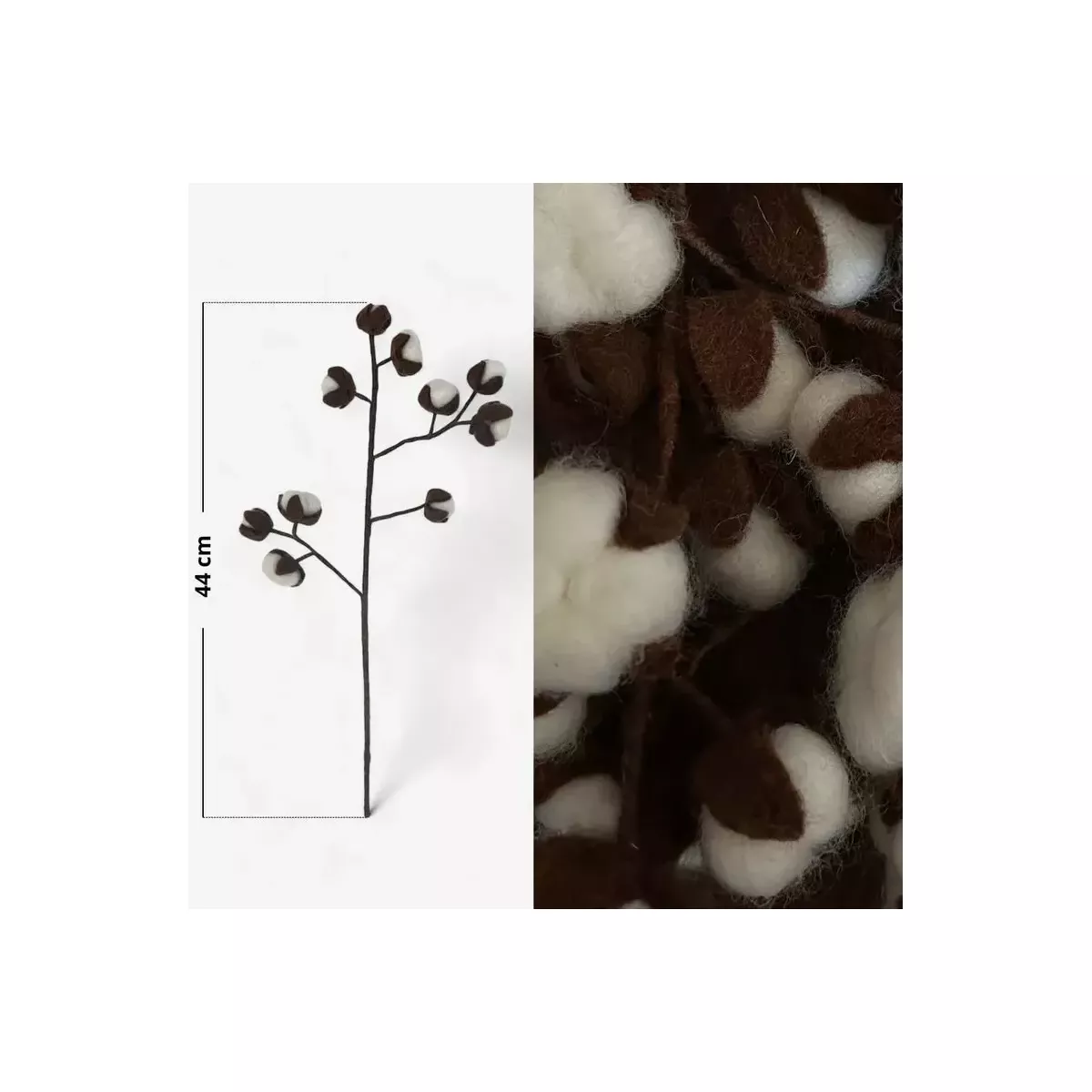 BRANCHE DE FLEURS DE COTON EN FEUTRINE