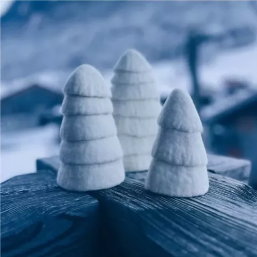 SET DE 3 SAPINS BLANC FEUTRINE