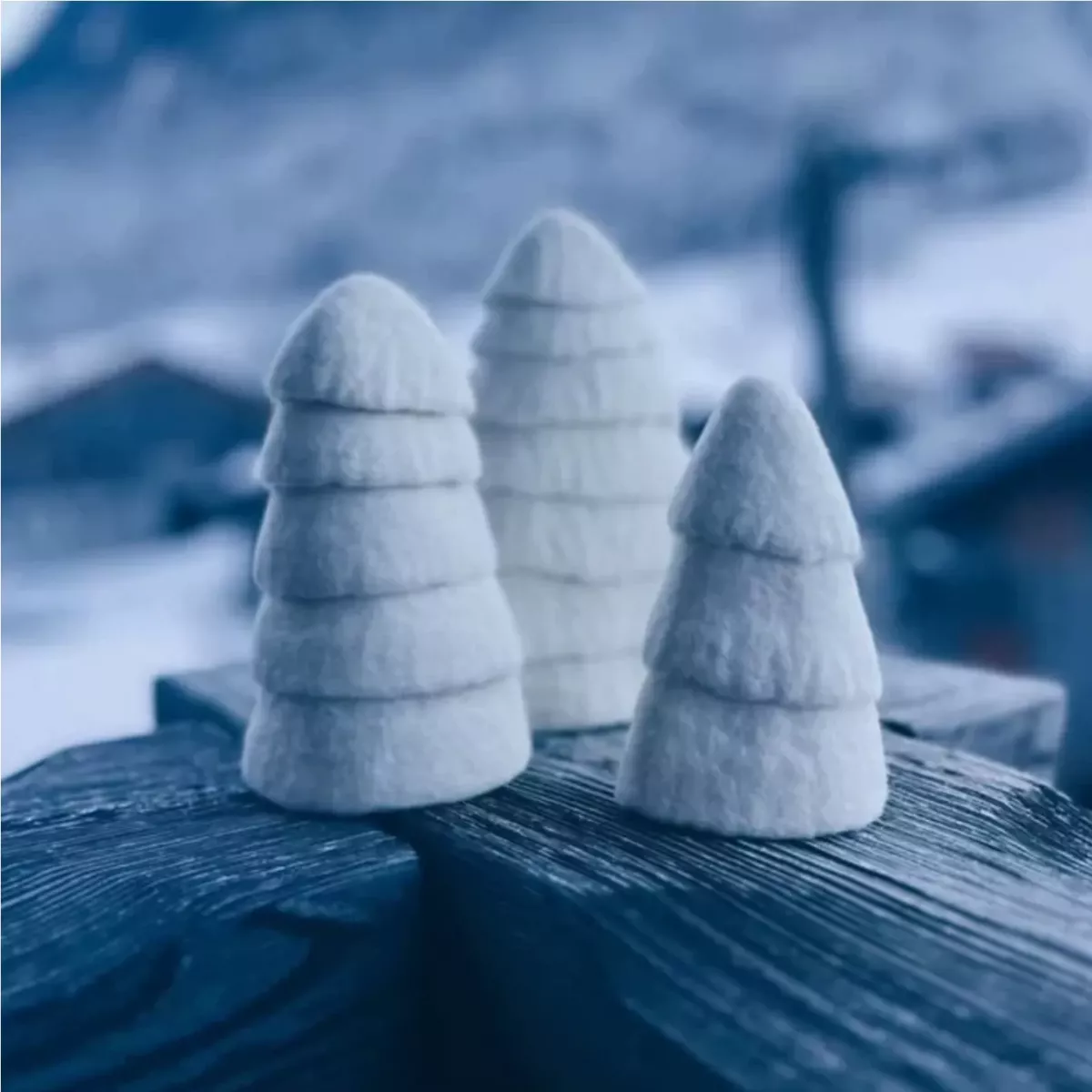 SET DE 3 SAPINS BLANC FEUTRINE