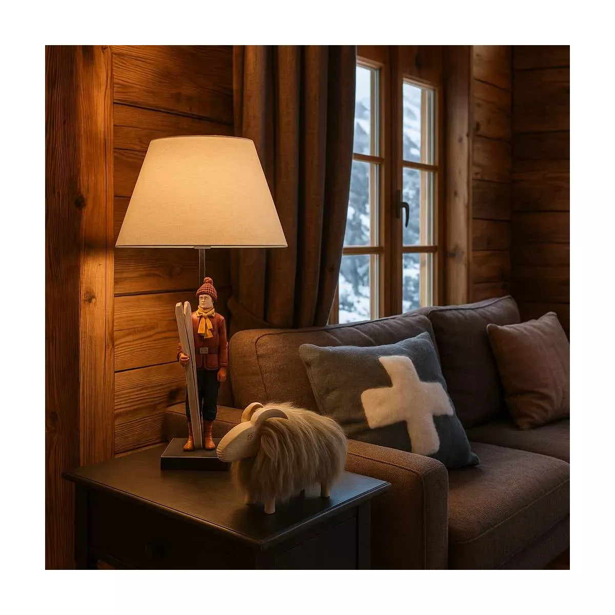 LAMPE À POSER VINTAGE SKIEUR