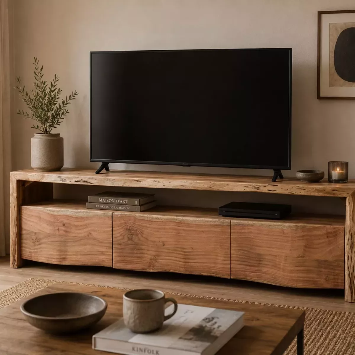 MEUBLE TV ENEASO EN BOIS D'ACACIA