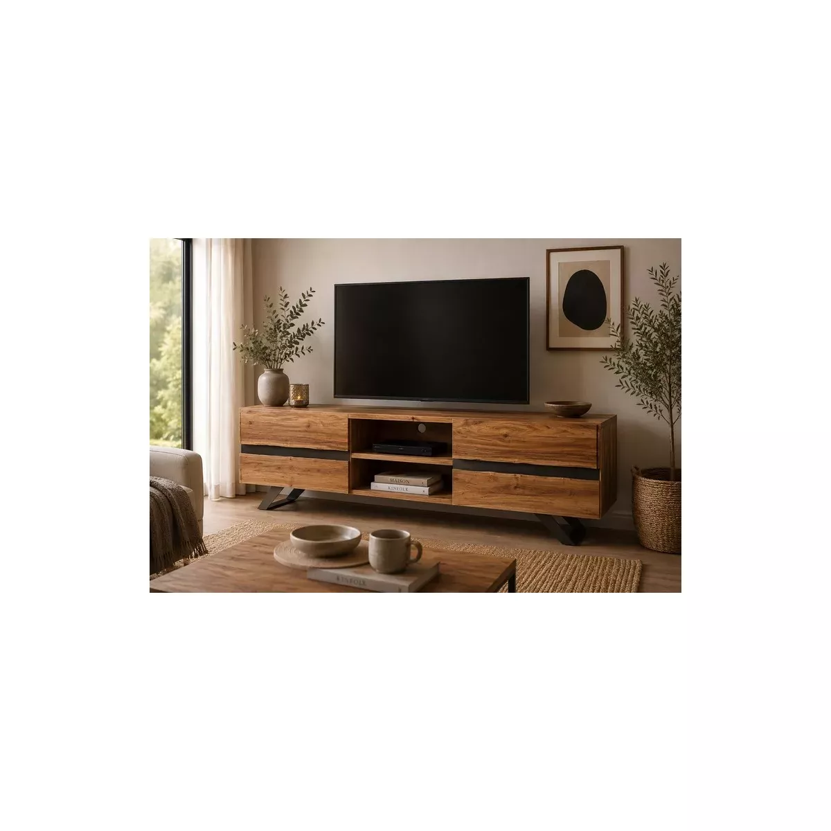 MEUBLE TV ARON EN BOIS D'ACACIA