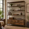 BIBLIOTÈQUE ELMERA EN BOIS D'ACACIA