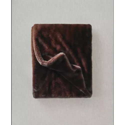 PLAID COCON MARRON EN FAUSSE FOURRURE 150X200 CM