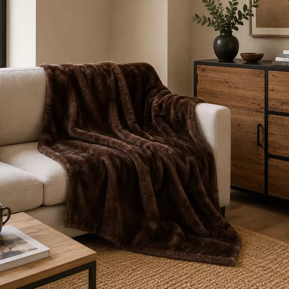 PLAID COCON MARRON 150X200 CM