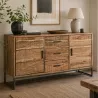 BUFFET ELMERA EN BOIS D'ACACIA 2 PORTES , 3 TIROIRS