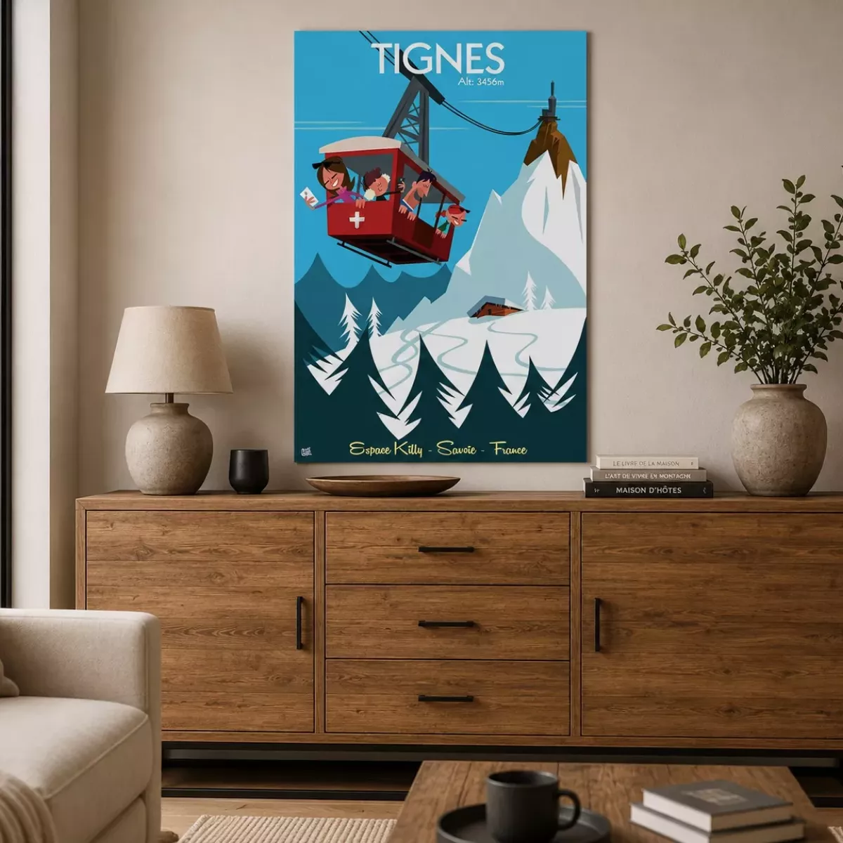 TABLEAU SUR DIBOND TIGNES TÉLÉPHÉRIQUE (PERSONALISABLE)