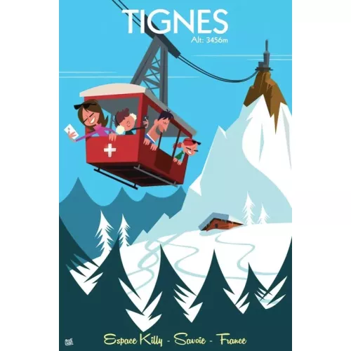 TABLEAU SUR DIBOND TIGNES TÉLÉPHÉRQIUE