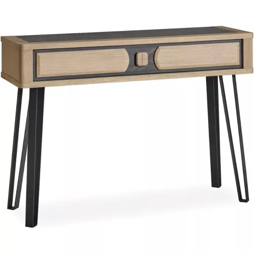 CONSOLE OMEGA AVEC TIROIR EN PLACAGE CHÊNE ET CÉRAMIQUE