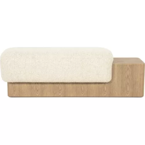 BANQUETTE GEORGE TISSU BEIGE ET BOIS