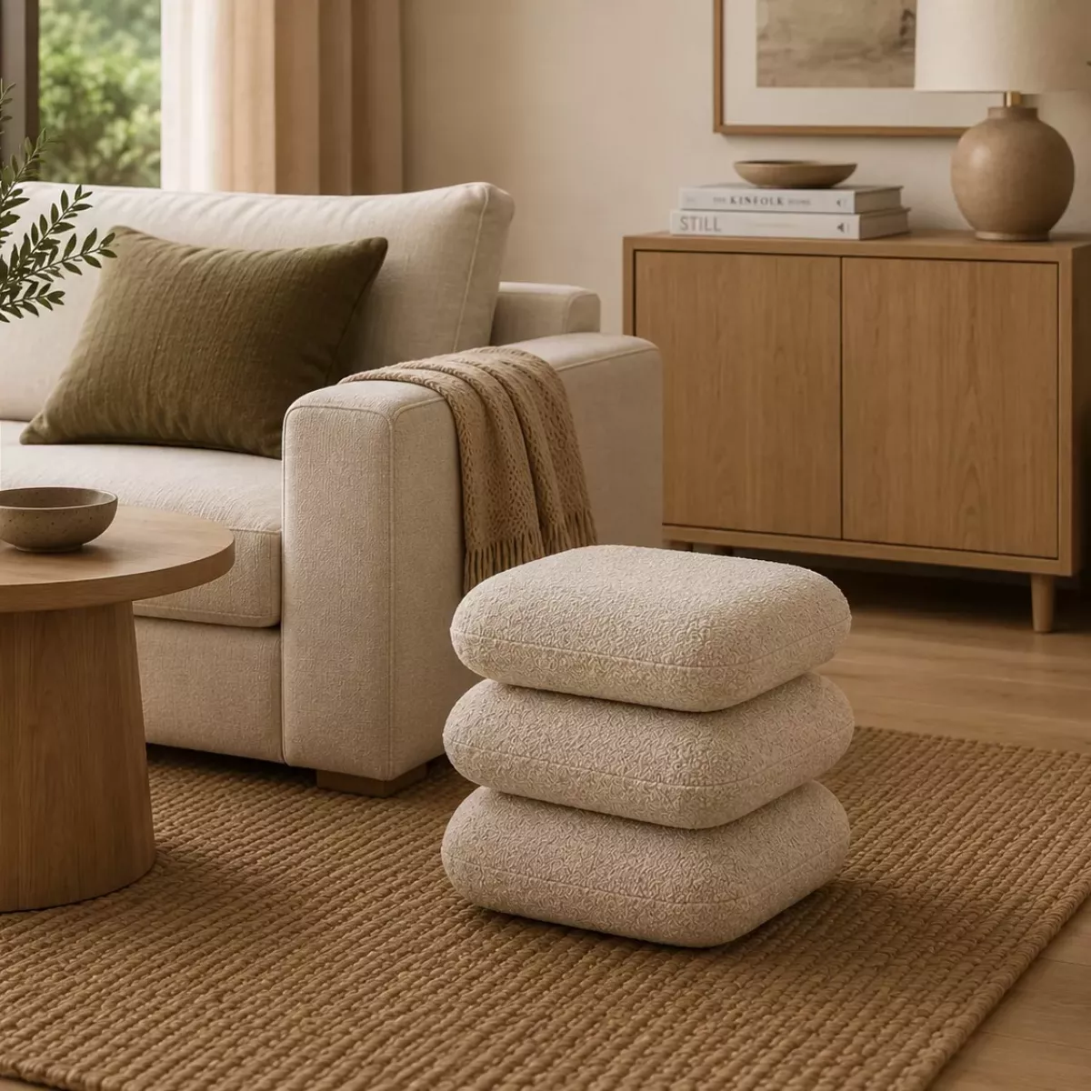POUF BEIGE 3 NIVEAUX