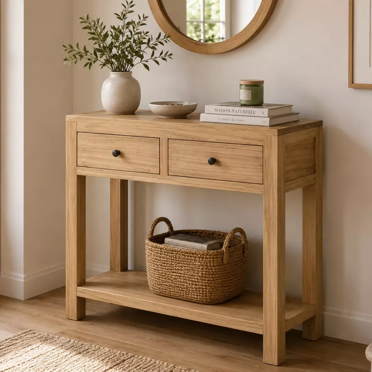 CONSOLE EN BOIS DE MINDI