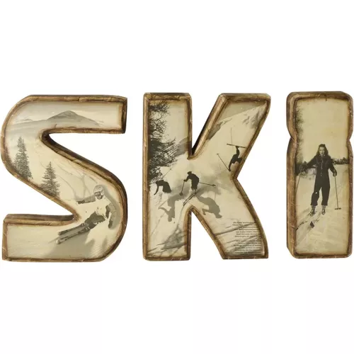 LETTRES DÉCOUPÉ BOIS "SKI"