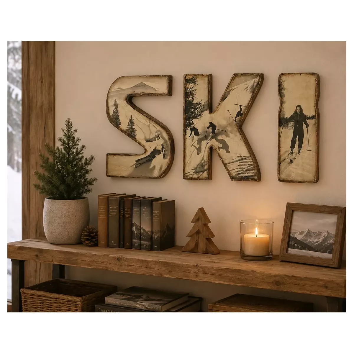 LETTRES DÉCOUPÉES BOIS "SKI"