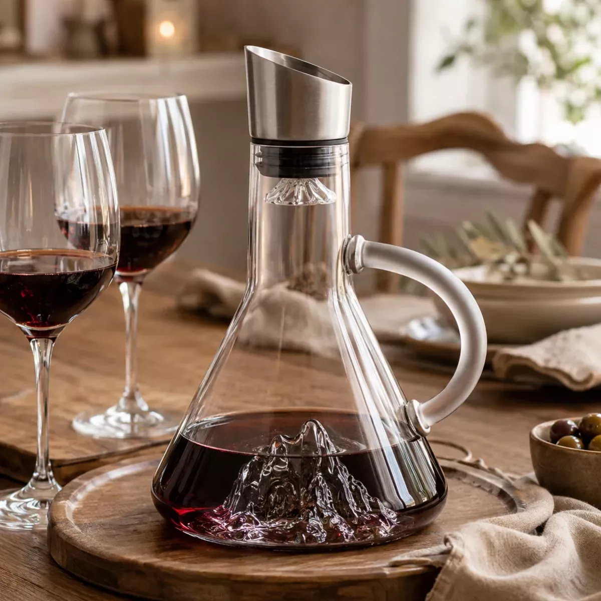 CARAFE À DÉCANTER EN VERRE AVEC FOND MONTAGNE