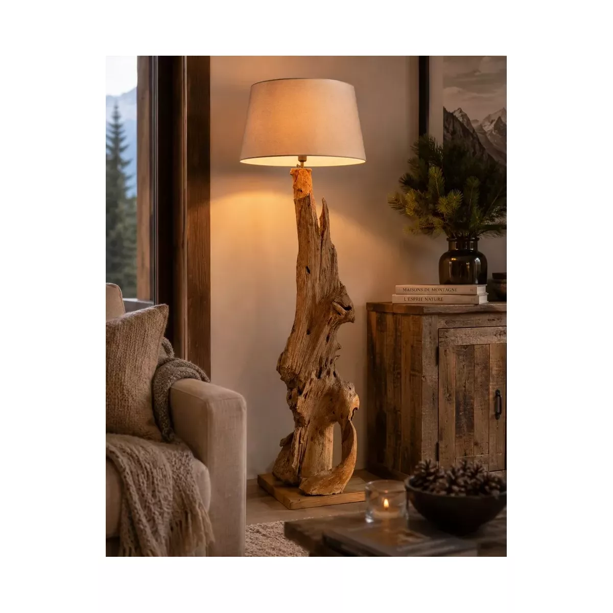 LAMPADAIRE EN BASE TECK