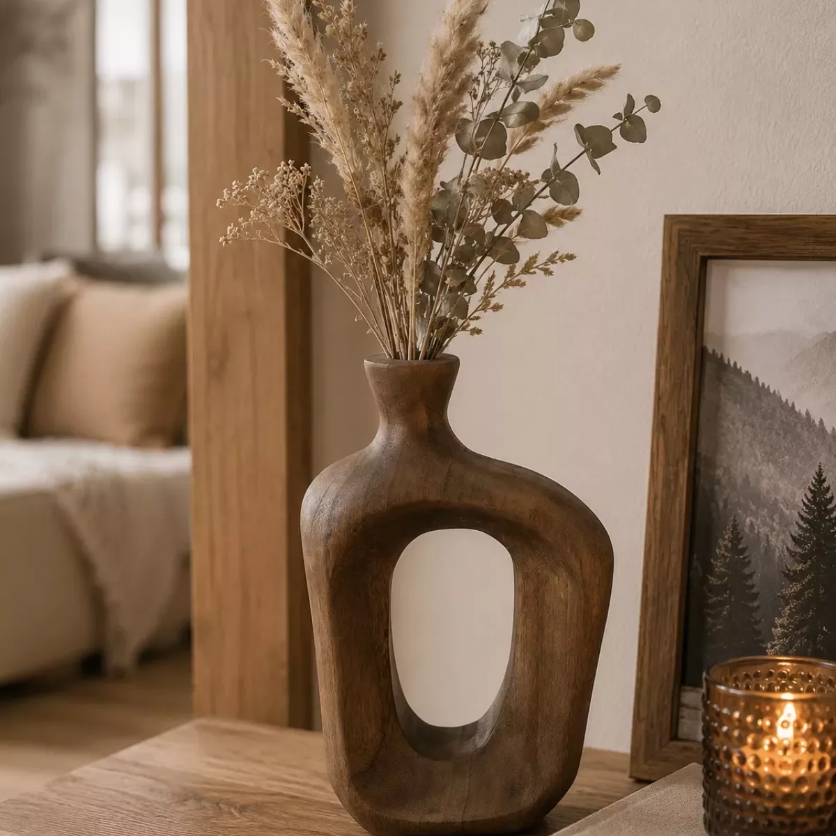 VASE EN BOIS COLORIS NOYER
