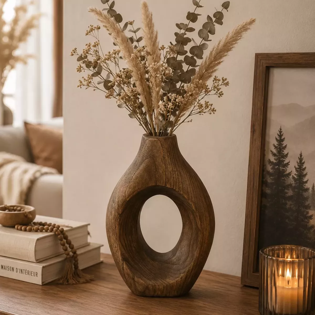 VASE EN BOIS OVALE