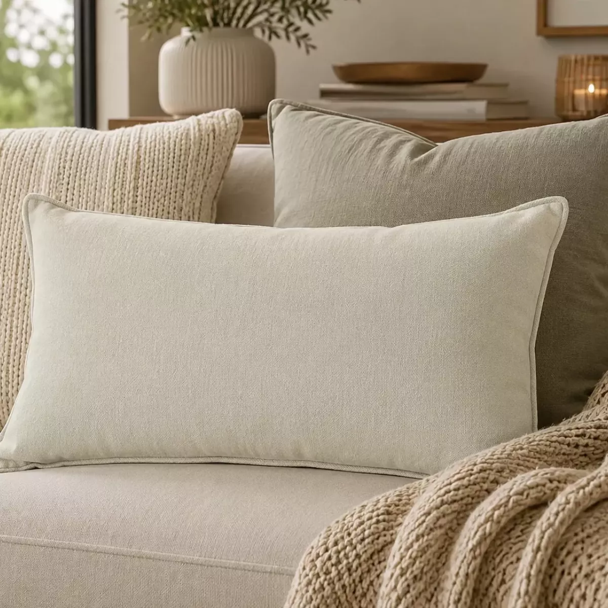 COUSSIN KAKI CLAIR 60X40 CM