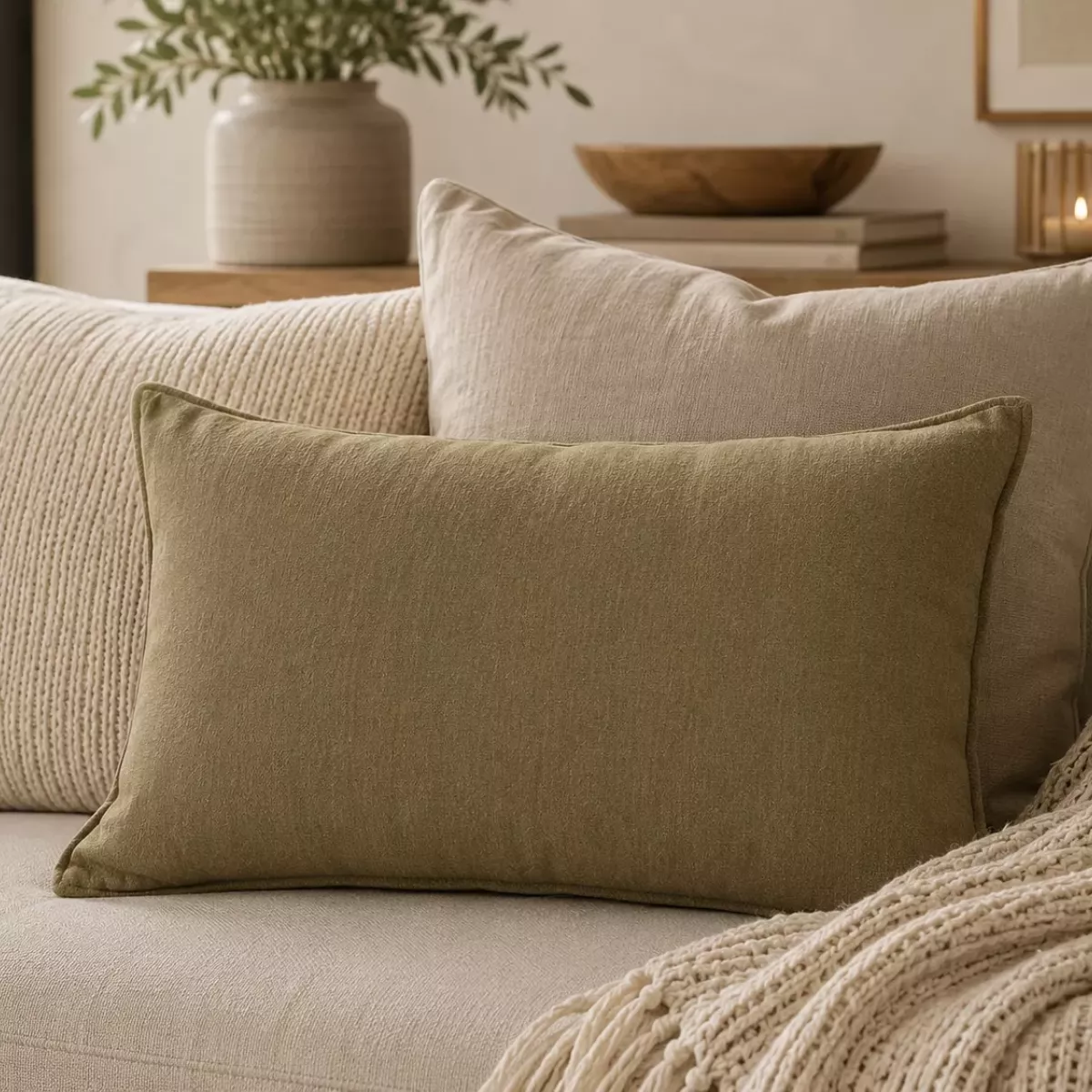 COUSSIN KAKI 60X40 CM