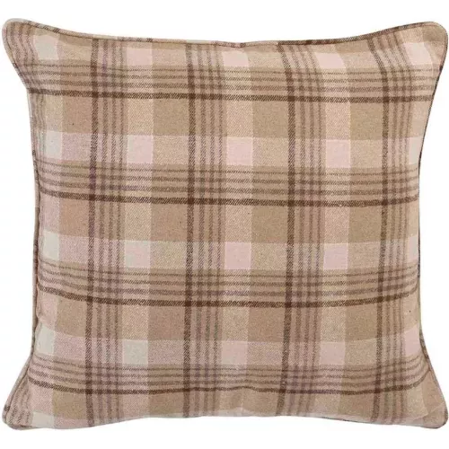 COUSSIN À CARREAUX MARRON 50X50 CM