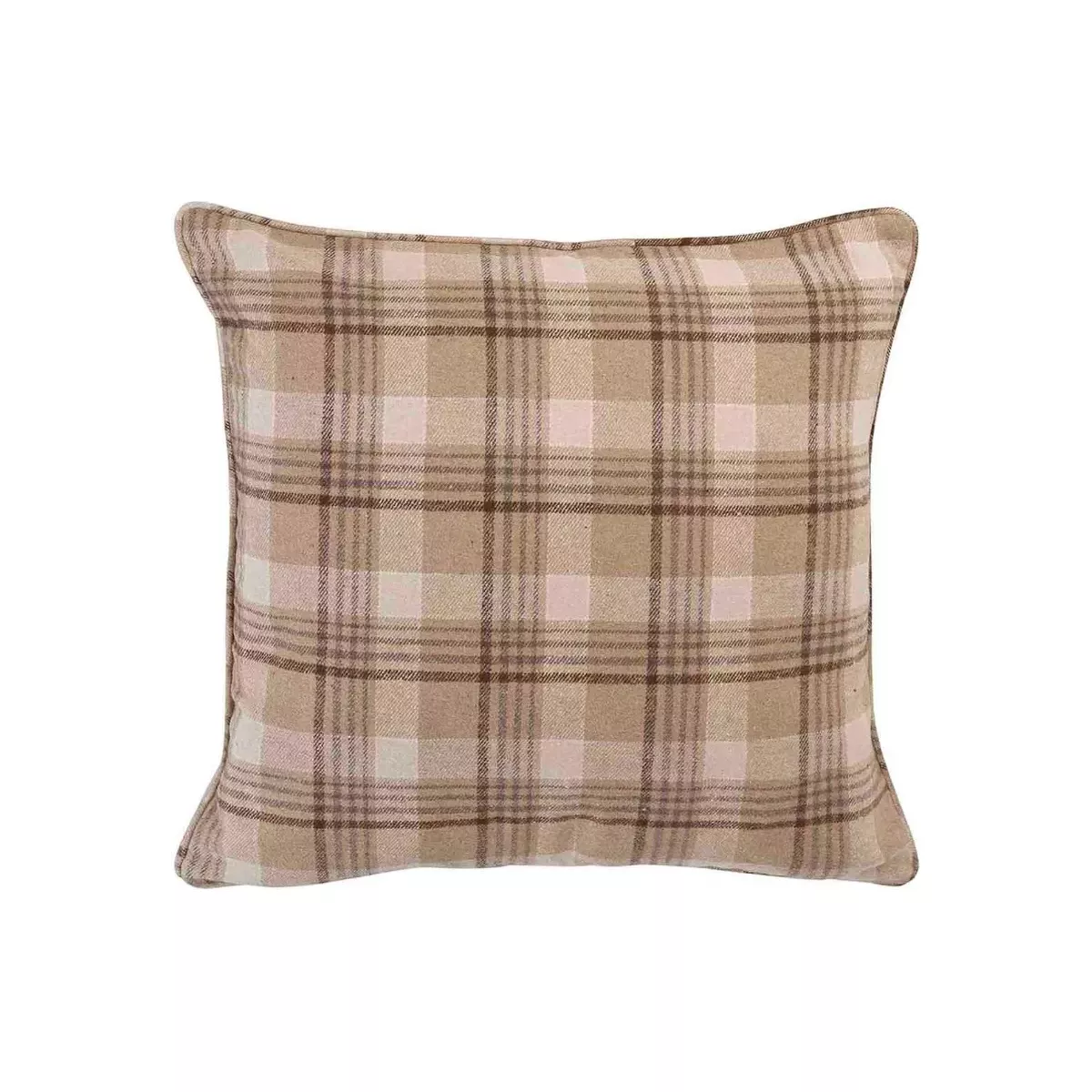 COUSSIN À CARREAUX MARRON  50X50 CM