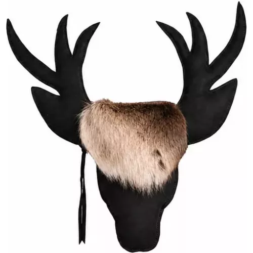 TROPHÉE CERF NOIR SUÉDINE ET PEAU DE RENNE